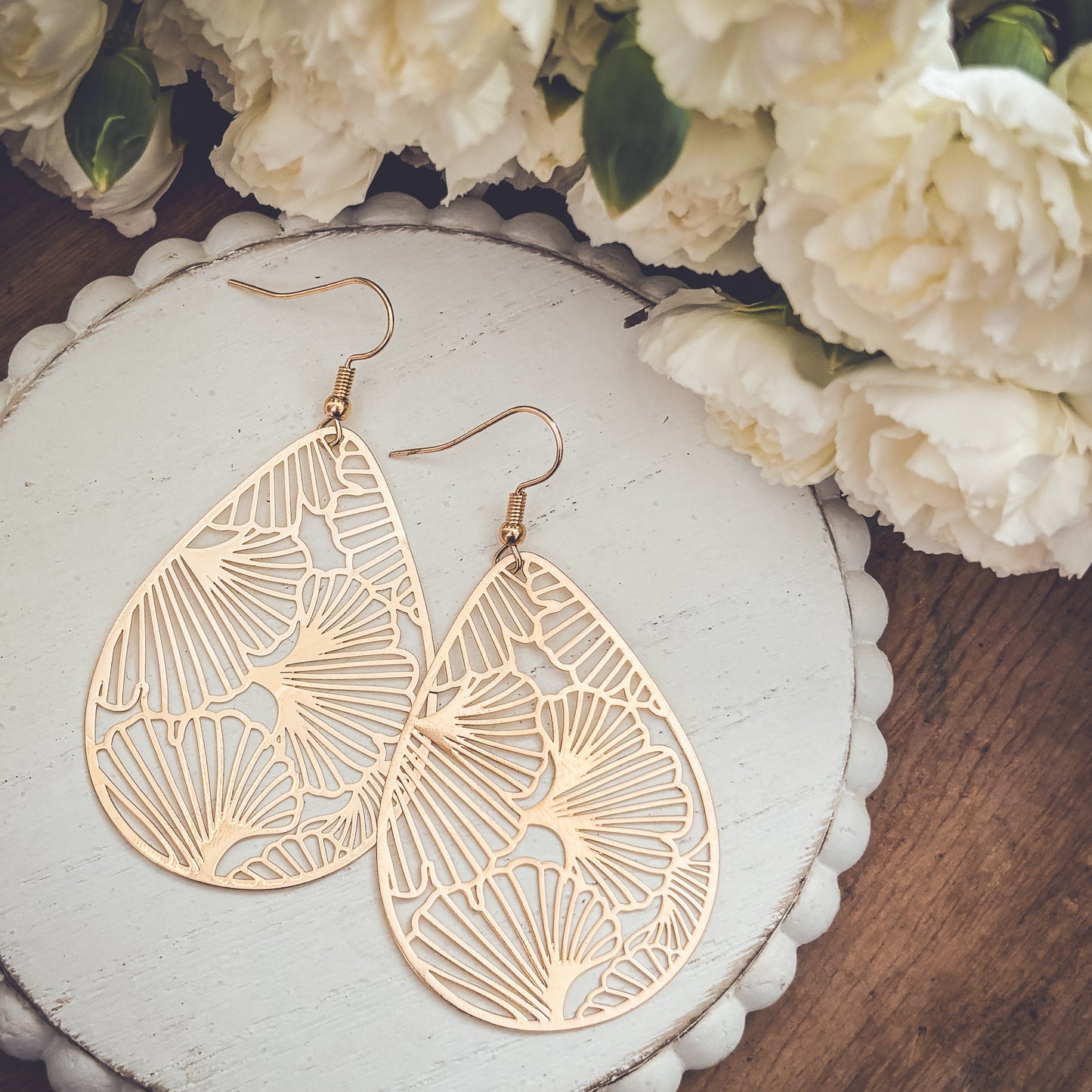 Beautiful Gold or Silver Floral Cut Out Earrings