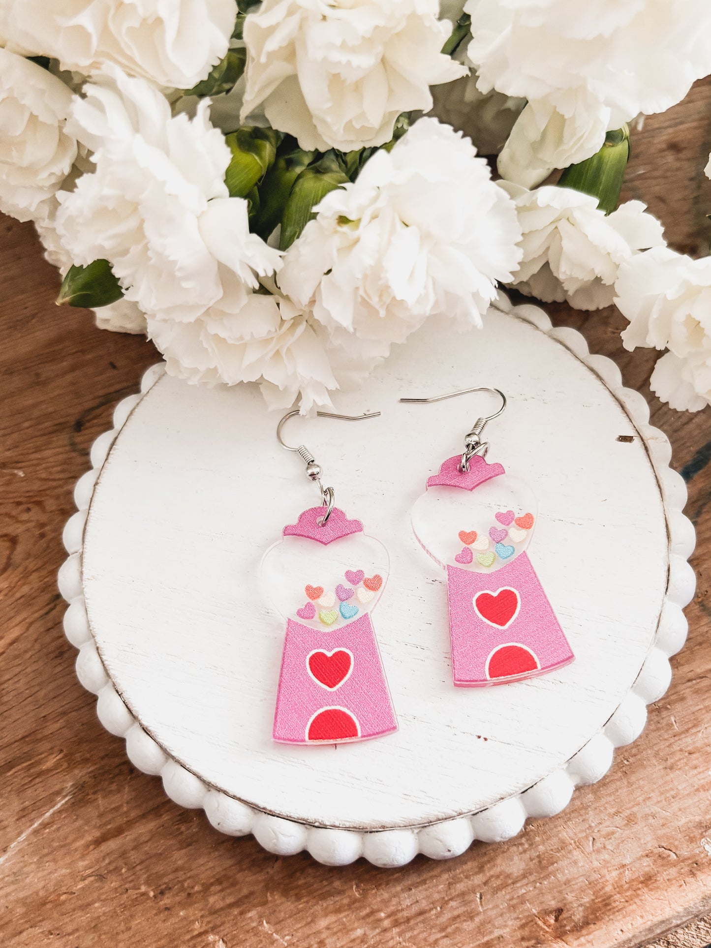 Adorable Acrylic Gumball Heart Earrings