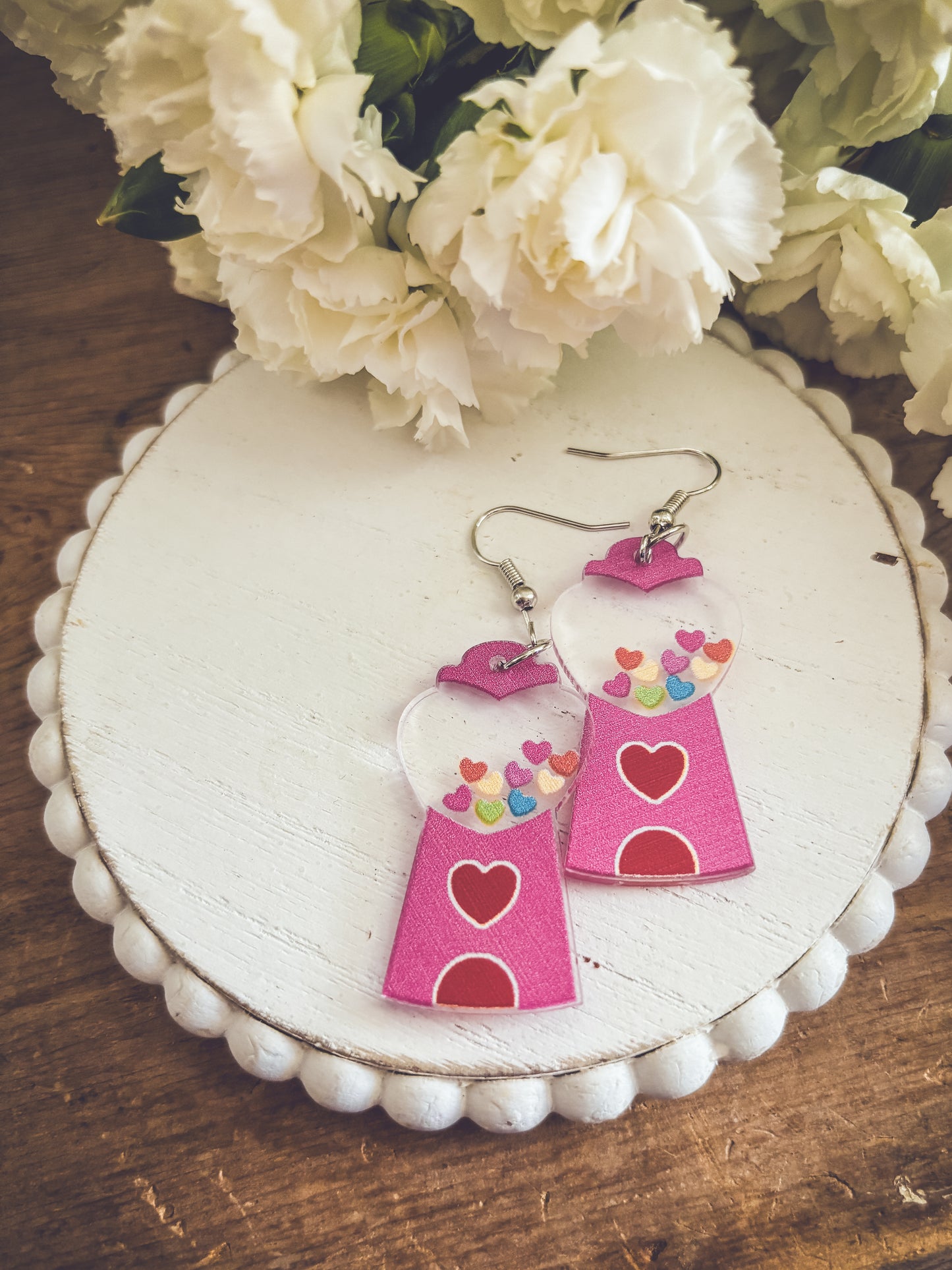 Adorable Acrylic Gumball Heart Earrings