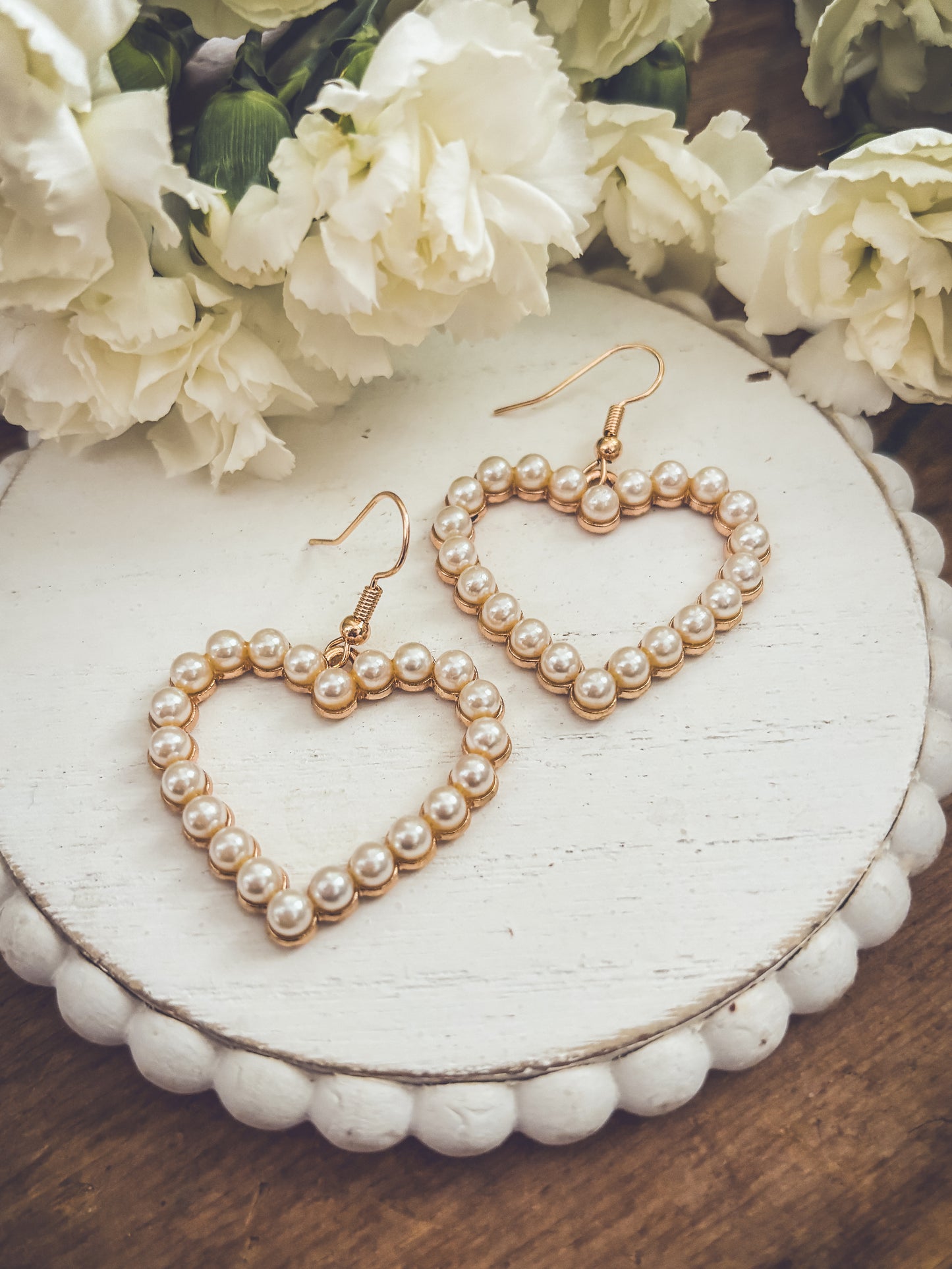 Beautiful Gold and Pearl Heart Earrings