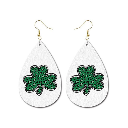White and Green Shamrock Earrings
