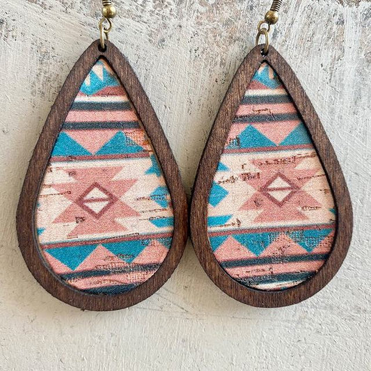 Beautiful Wood and Cork Navajo Sands Earrings
