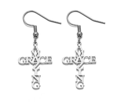 Beautiful Amazing Grace Cross Earrings