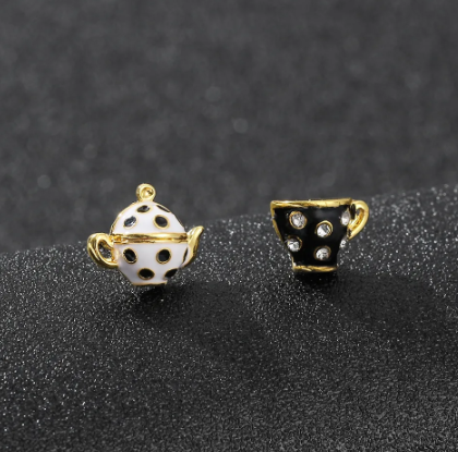 Adorable Teacup and Pot Stud Earrings