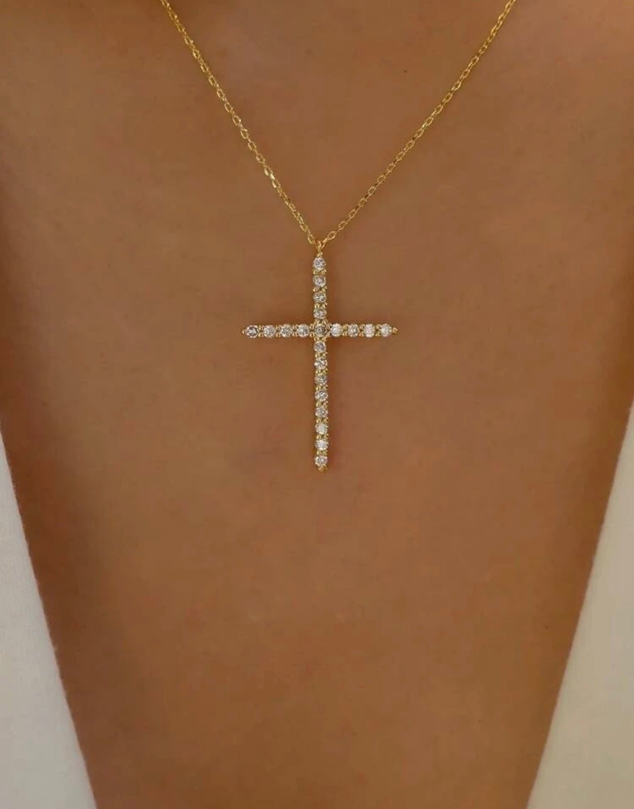 Beautiful Gold or Silver Crystal Cross Necklace