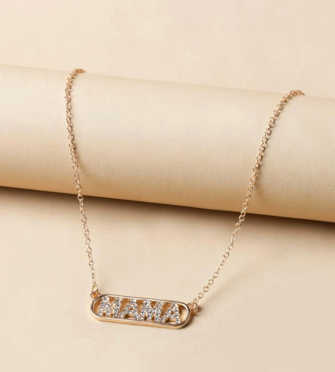 Beautiful Crystal And Gold MAMA Necklace