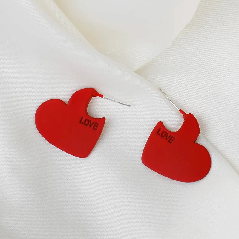 Beautiful Red Heart Hug Earrings