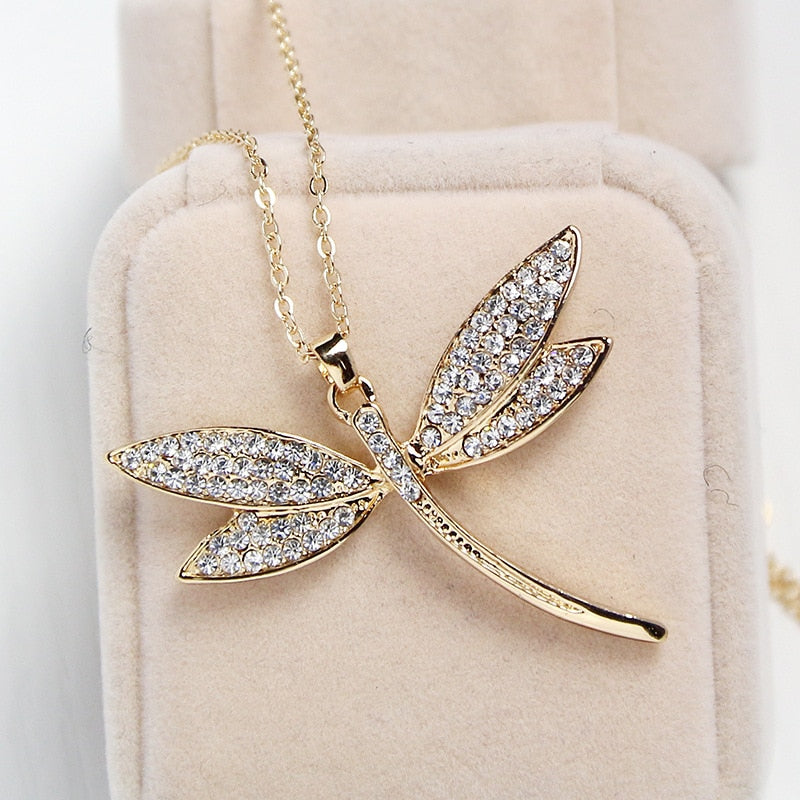 Beautiful Gold Dragonfly Necklace