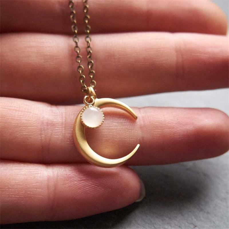 Golden Moon Moonstone Pendant Necklace
