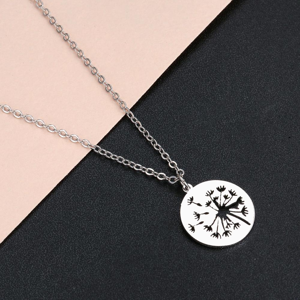 Stainless Steel Gold or Silver Dandelion Necklace
