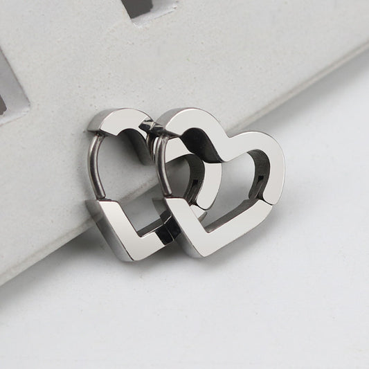 Beautiful Stainless Steel Heart Huggie Earrings