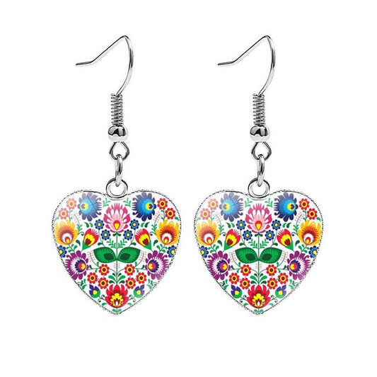Beautiful Folk Style Heart Earrings