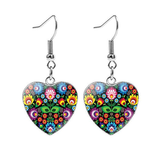 Beautiful Folk Style Heart Earrings