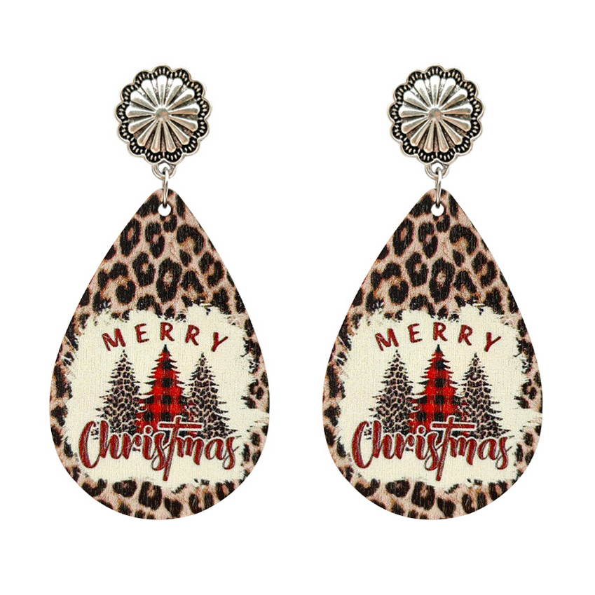 Beautiful Southwest Merry Christmas Tree Earrings