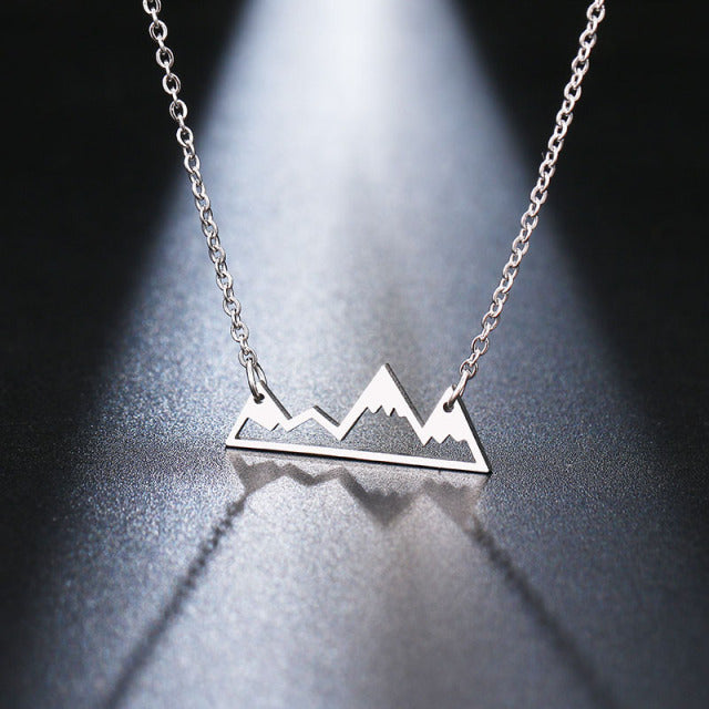 Stainless Steel Gold or Silver Mountain Range Necklace