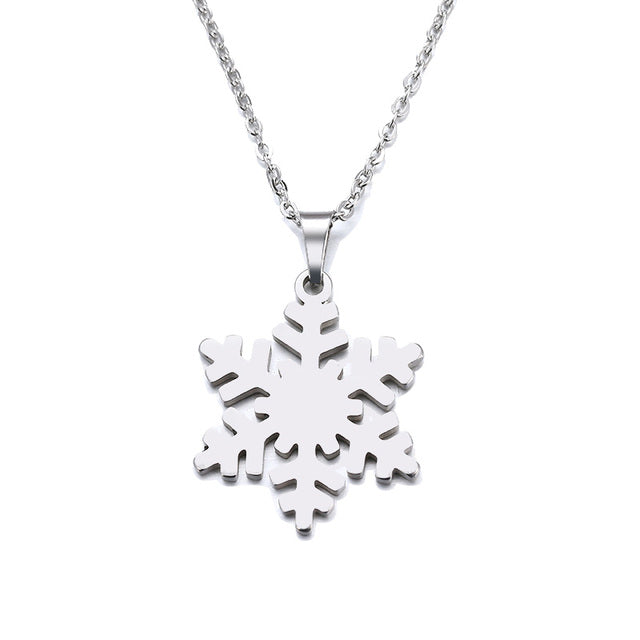 Stainless Steel Gold or Silver Snowflake Necklace