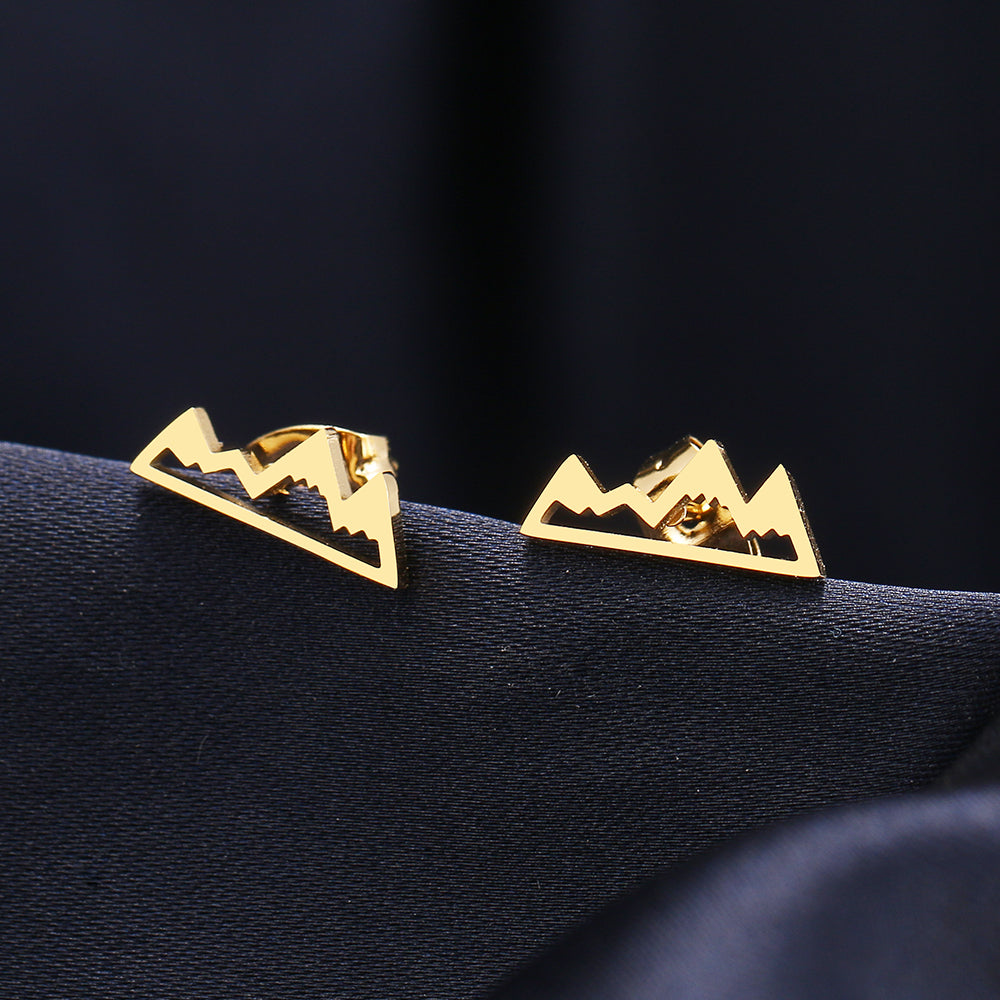 Stainless Steel Gold or Silver Mountain Earrings