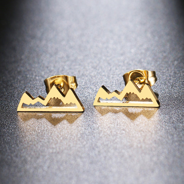 Stainless Steel Gold or Silver Mountain Earrings
