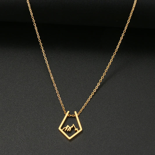 Stainless Steel Gold or Silver Mountain Peak Necklace