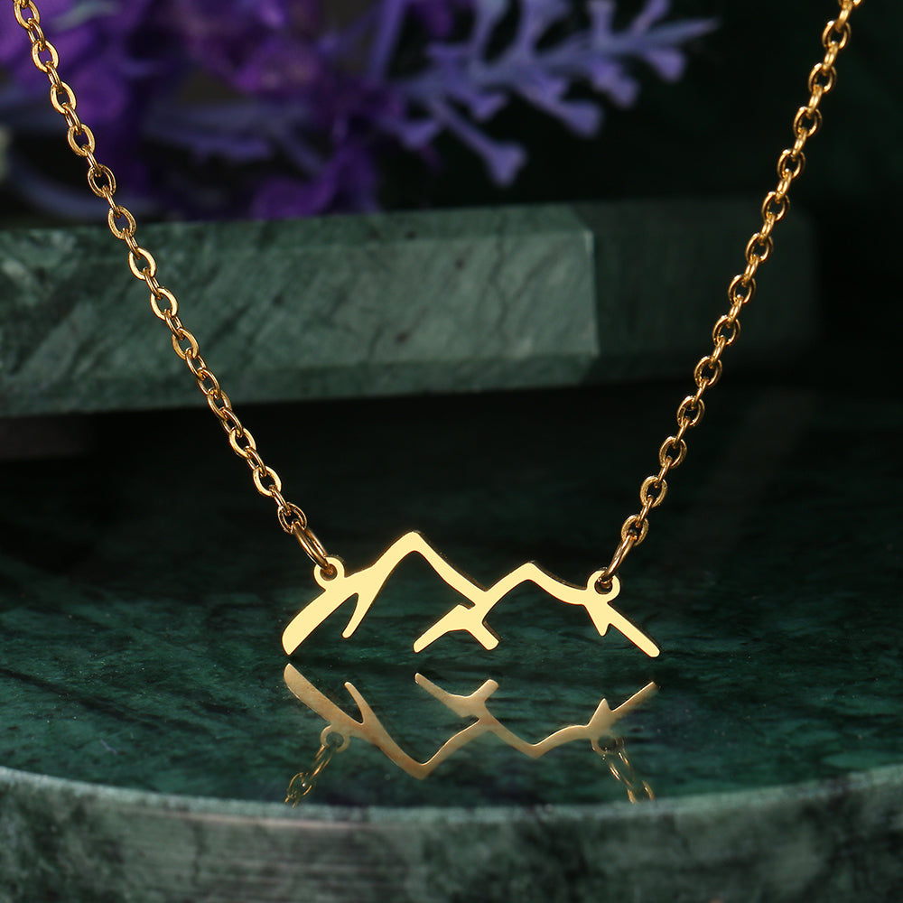 Stainless Steel Gold or Silver Rocky Mountains Necklace